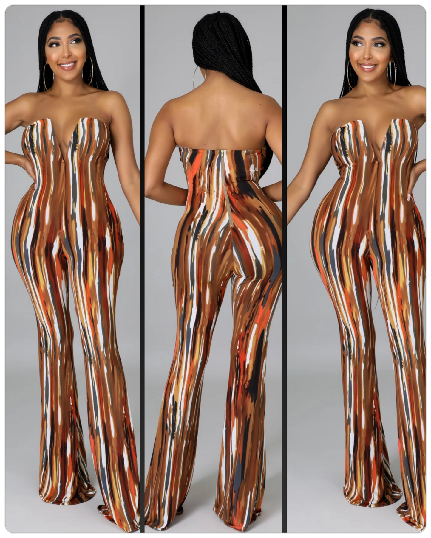 Fall Abstract flare jumpsuit