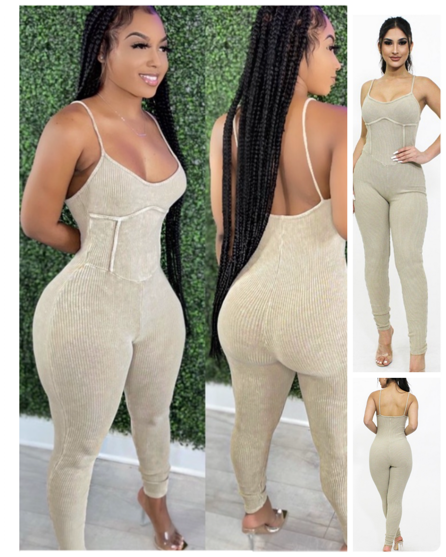 Taupe corset jumpsuit