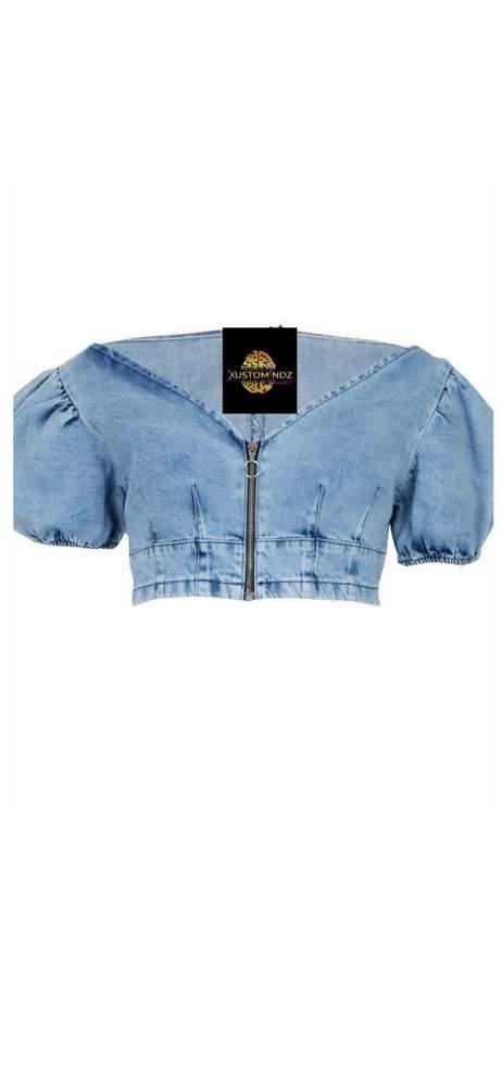 Denim crop shirt - Kustomindz Apparel