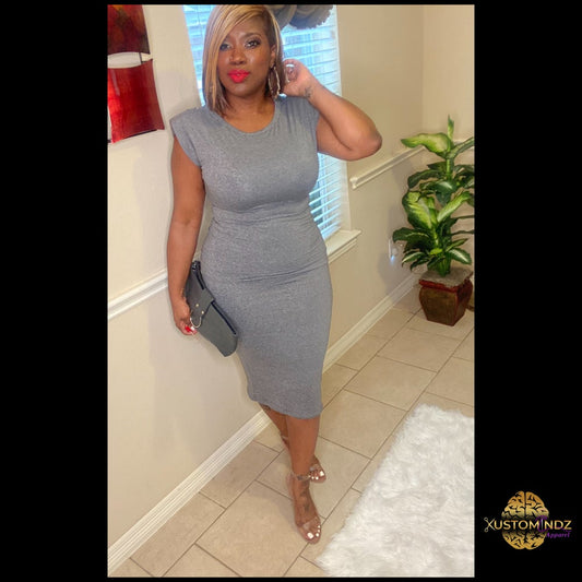 Grey high shoulder midi dress - Kustomindz Apparel