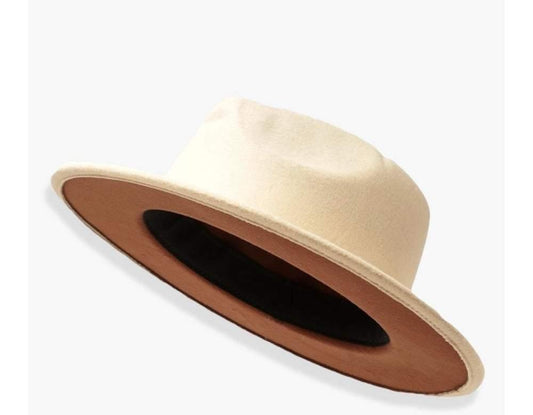 Cream and brown fedora - Kustomindz Apparel