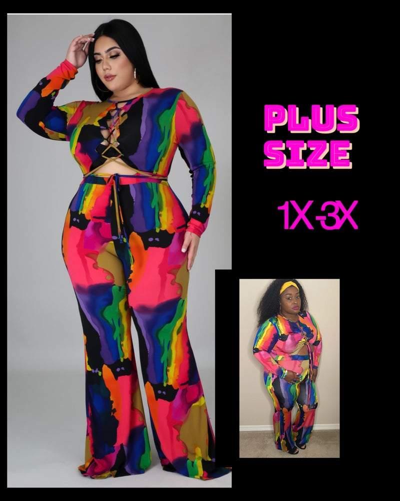 Colorful open lace up jumpsuit - Kustomindz Apparel