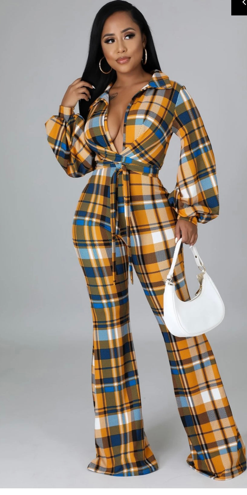 Mustard and Teal plaid jumpsuit - Kustomindz Apparel