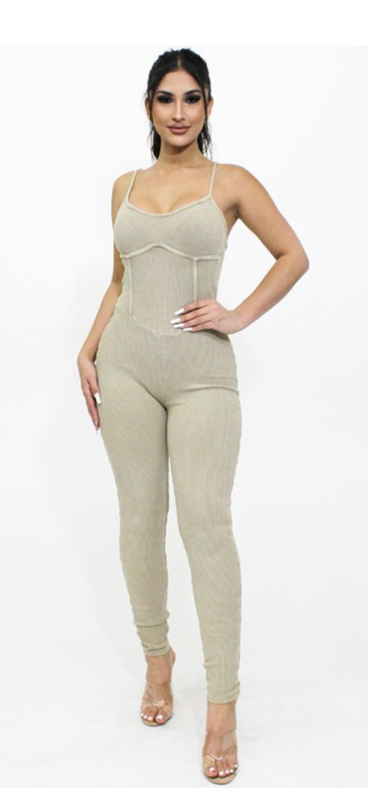 Taupe corset jumpsuit