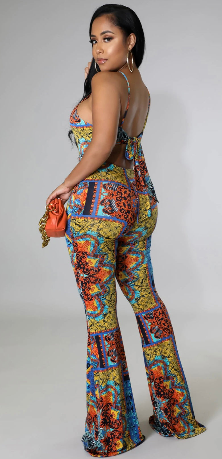 Colorful spaghetti strap jumpsuit