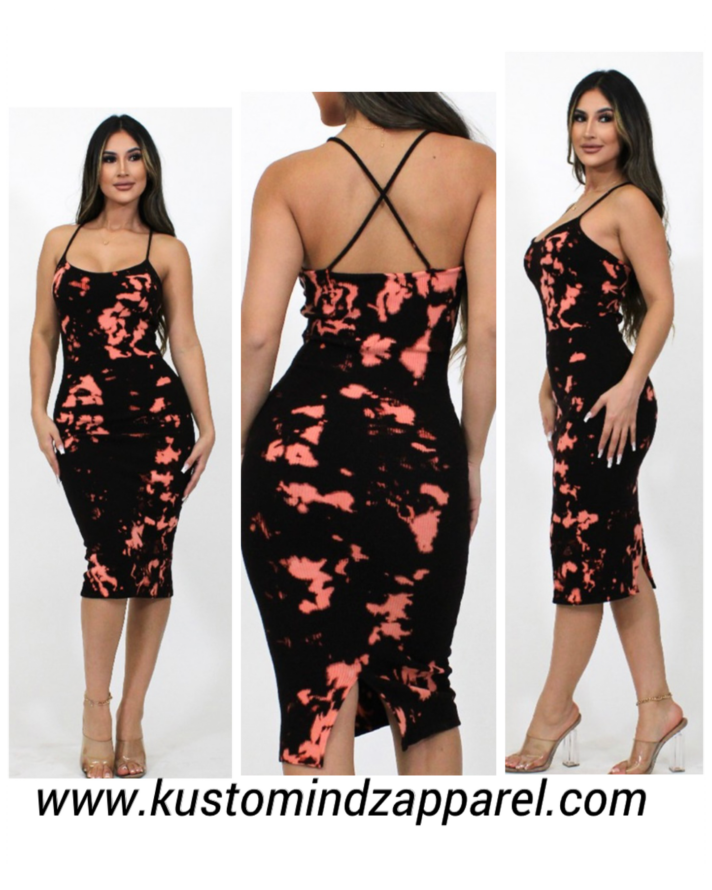 Black tye dye midi