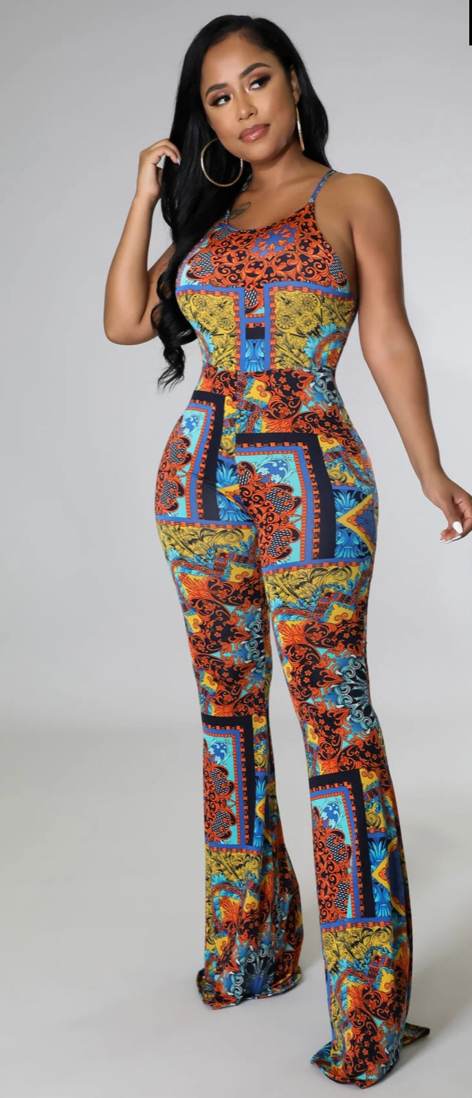 Colorful spaghetti strap jumpsuit