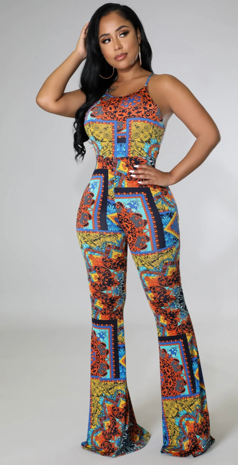 Colorful spaghetti strap jumpsuit